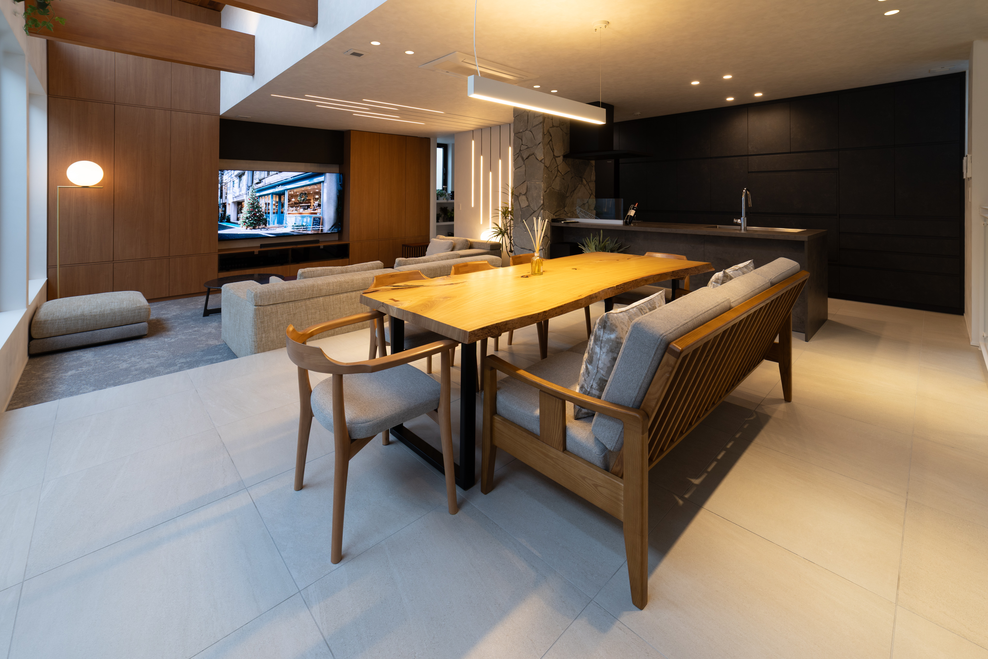 Luxury living space at Sapporo Private Retreat in Hokkaido